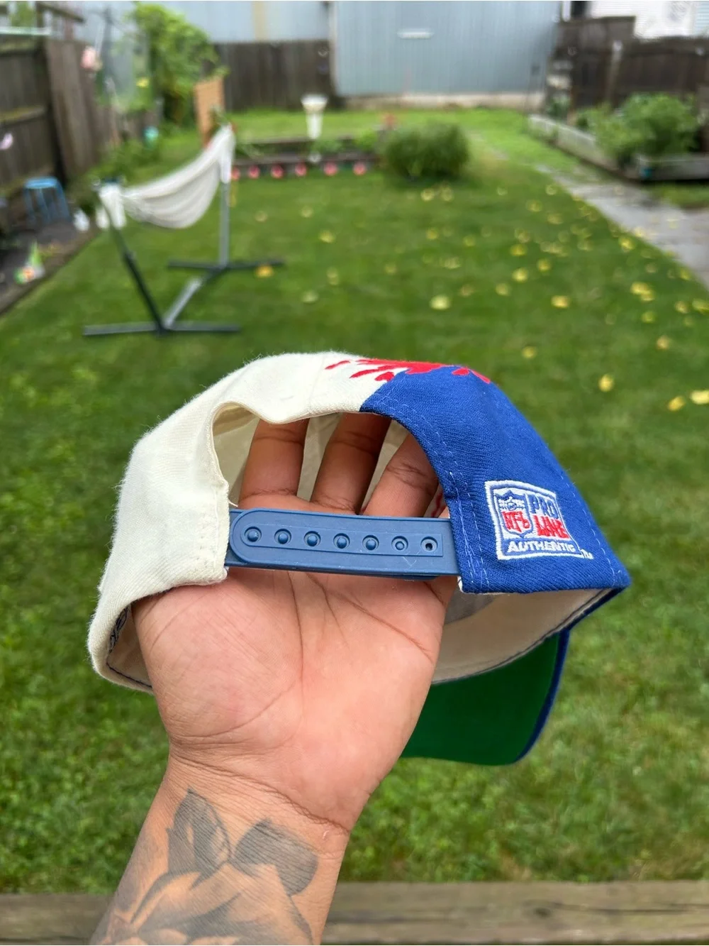 VTG 90s New England Patriots Logo Athletic Splash Snapback Hat NFL Pro Line